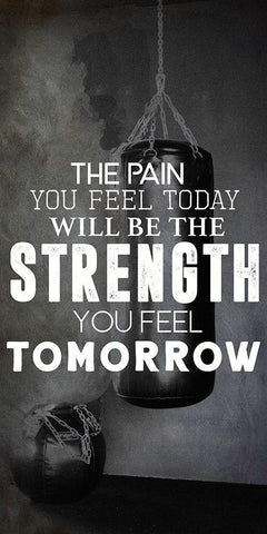 Strength White Modern Wood Framed Art Print with Double Matting by CAD Designs