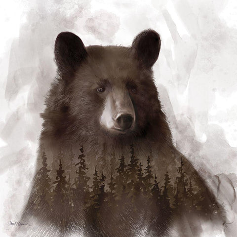 Forest Bear White Modern Wood Framed Art Print by Robinson, Carol