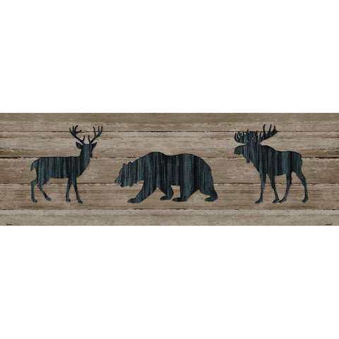 Woodland Trio Black Modern Wood Framed Art Print with Double Matting by Robinson, Carol