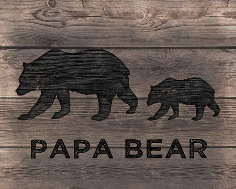 Papa Bear White Modern Wood Framed Art Print with Double Matting by CAD Designs