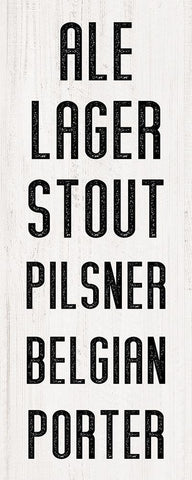 Beer List White Modern Wood Framed Art Print with Double Matting by CAD Designs