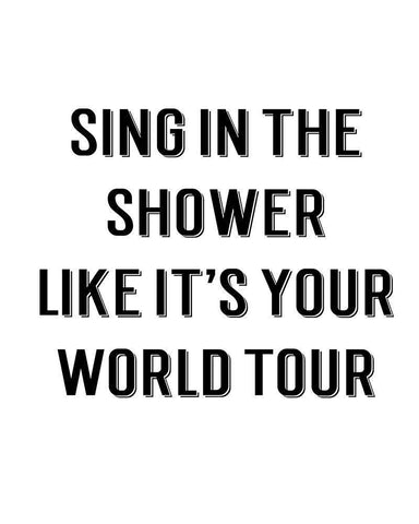 Sing in the Shower White Modern Wood Framed Art Print with Double Matting by CAD Designs