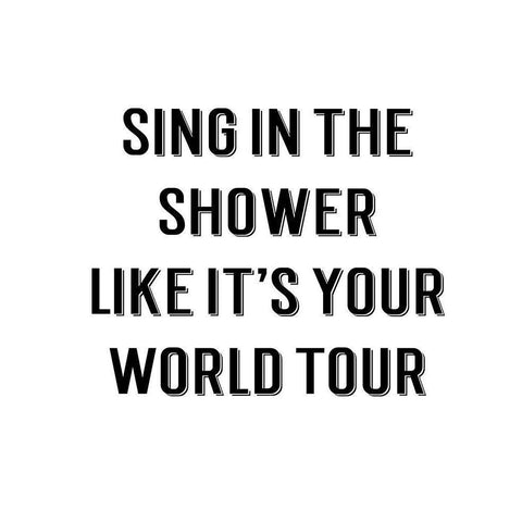 Sing in the Shower White Modern Wood Framed Art Print by CAD Designs