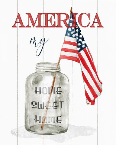 America My Home White Modern Wood Framed Art Print with Double Matting by Finn, Livi
