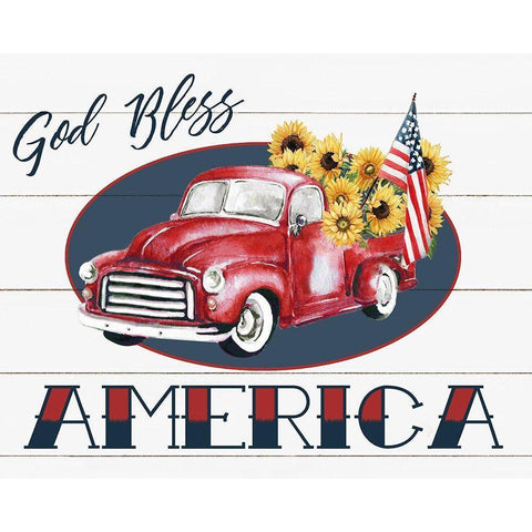 God Bless American Truck Gold Ornate Wood Framed Art Print with Double Matting by Robinson, Carol