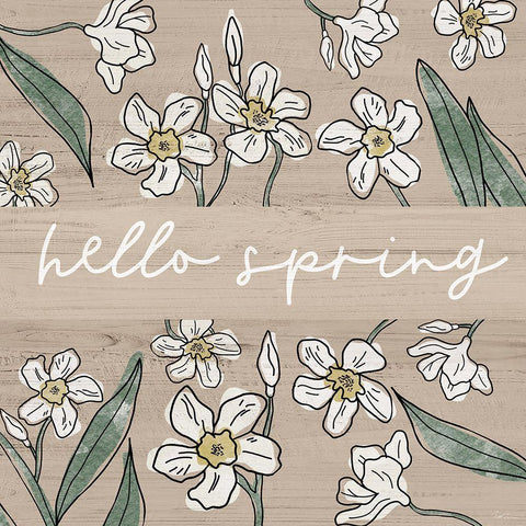 Hello Spring Black Modern Wood Framed Art Print with Double Matting by Carpentieri, Natalie