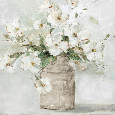 Spring Cottage Blooms I White Modern Wood Framed Art Print by Swatland, Sally