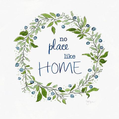 No Place Like Home White Modern Wood Framed Art Print with Double Matting by Tava Studios