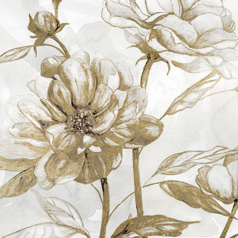 Peony Glitz I Gold Ornate Wood Framed Art Print with Double Matting by Robinson, Carol