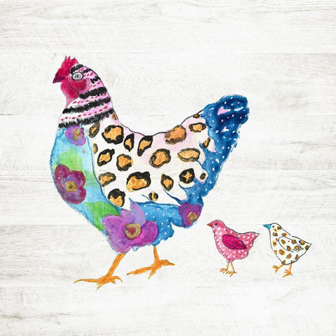 Funky Chicken Black Ornate Wood Framed Art Print with Double Matting by Tava Studios