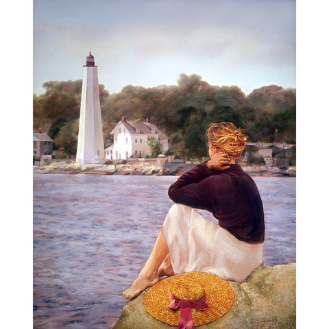 Waiting Gold Ornate Wood Framed Art Print with Double Matting by DeSantis, Bob