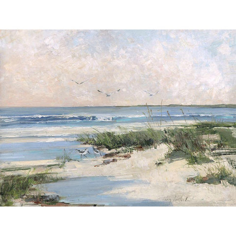 Soft Morning Sea White Modern Wood Framed Art Print by Swatland, Sally