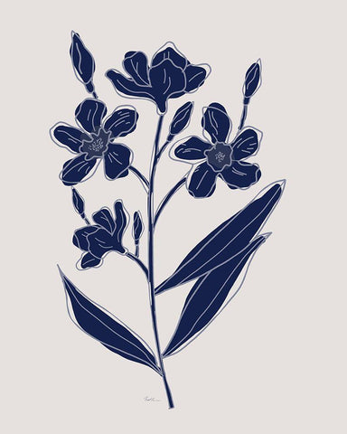 Indigo Botanical Study I Black Ornate Wood Framed Art Print with Double Matting by Carpentieri, Natalie