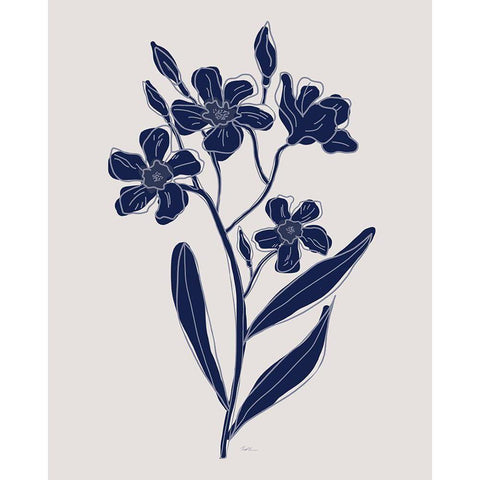 Indigo Botanical Study II Gold Ornate Wood Framed Art Print with Double Matting by Carpentieri, Natalie