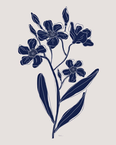Indigo Botanical Study II Black Ornate Wood Framed Art Print with Double Matting by Carpentieri, Natalie
