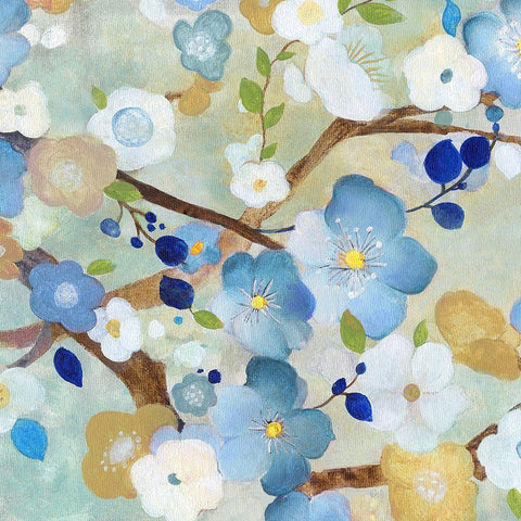 Tree Blossoms II White Modern Wood Framed Art Print with Double Matting by Tava Studios