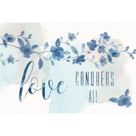 Love Conquers Black Modern Wood Framed Art Print with Double Matting by Nan