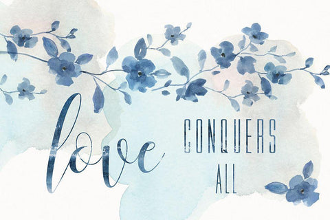 Love Conquers White Modern Wood Framed Art Print with Double Matting by Nan
