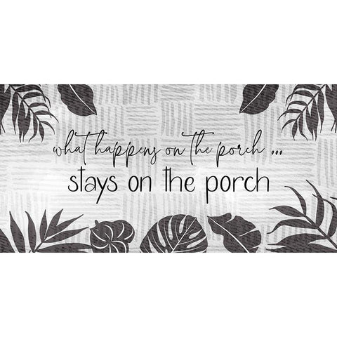 What Happens on the Porch White Modern Wood Framed Art Print by CAD Designs