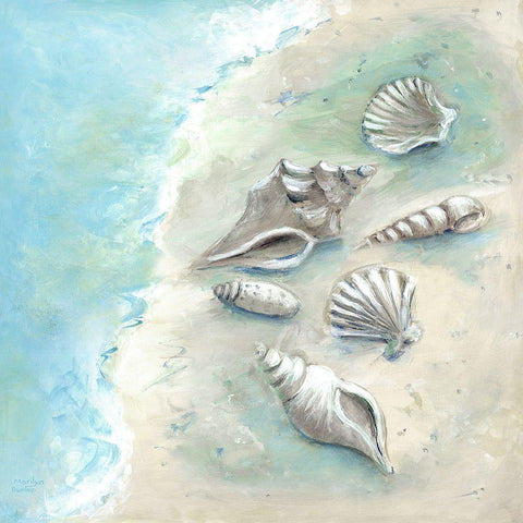 Beach Shells II White Modern Wood Framed Art Print by Dunlap, Marilyn