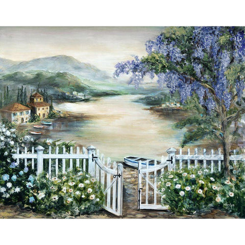 Tuscan Shore Gold Ornate Wood Framed Art Print with Double Matting by Dunlap, Marilyn