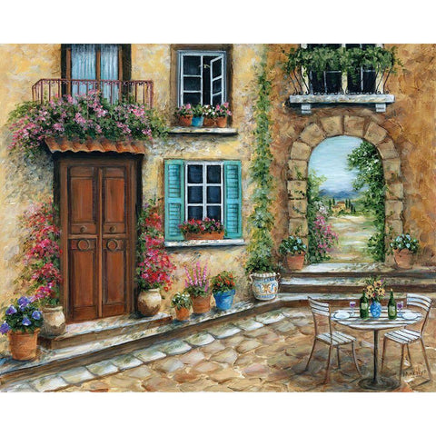 Tuscan Courtyard White Modern Wood Framed Art Print by Dunlap, Marilyn