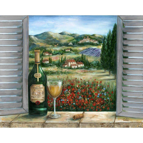 Tuscan White and Poppies White Modern Wood Framed Art Print by Dunlap, Marilyn