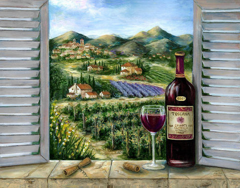 Tuscan Red and Vineyard Black Ornate Wood Framed Art Print with Double Matting by Dunlap, Marilyn