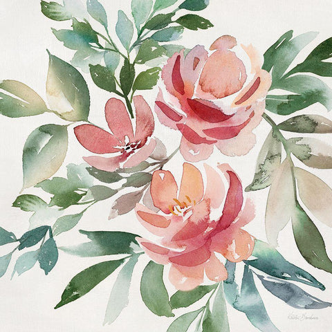 Garden Blush II White Modern Wood Framed Art Print with Double Matting by Brockmon, Kristen