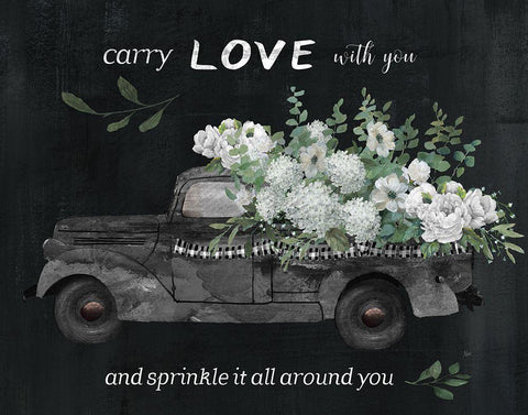 Carry Love Black Ornate Wood Framed Art Print with Double Matting by Nan