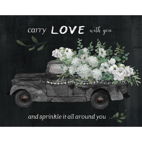 Carry Love Black Modern Wood Framed Art Print with Double Matting by Nan