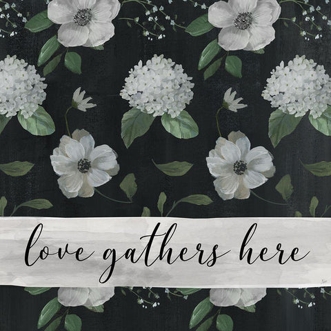 Love Gathers White Modern Wood Framed Art Print by Nan