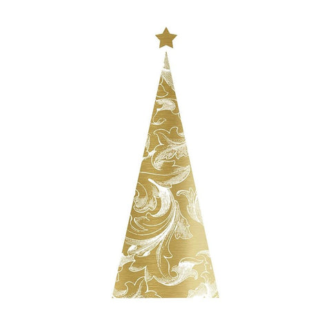 Gold Christmas Tree I White Modern Wood Framed Art Print by Robinson, Carol