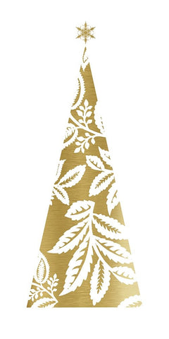 Gold Christmas Tree III White Modern Wood Framed Art Print with Double Matting by Robinson, Carol