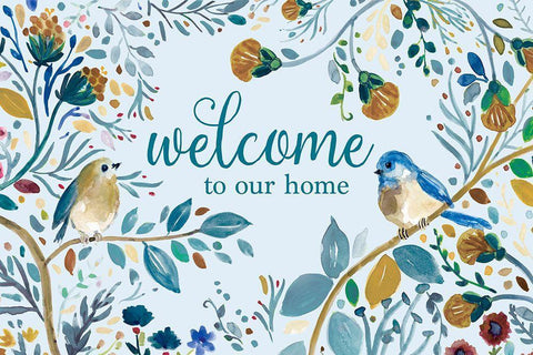 Welcome to Our Home White Modern Wood Framed Art Print with Double Matting by Robinson, Carol