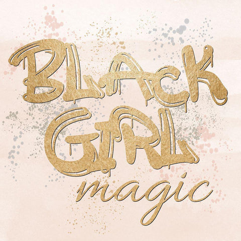 Black Girl Magic Black Modern Wood Framed Art Print with Double Matting by Santiago, Daniela