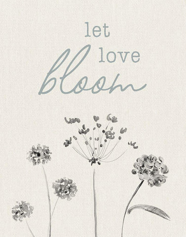 Let Love Bloom White Modern Wood Framed Art Print with Double Matting by CAD Designs