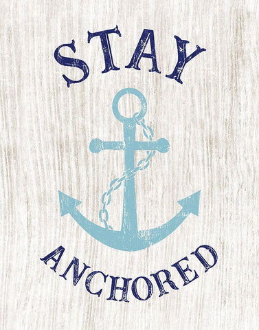 Stay Anchored White Modern Wood Framed Art Print with Double Matting by CAD Designs