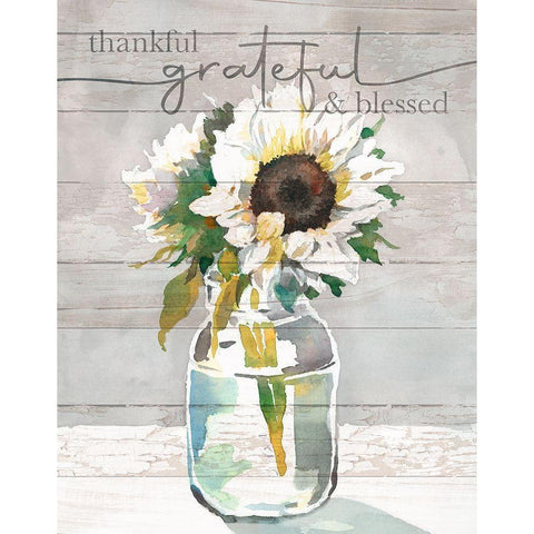 Thankful-Grateful-Blessed Black Modern Wood Framed Art Print with Double Matting by Troise Heidel, Theresa