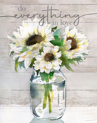 Do Everything in Love White Modern Wood Framed Art Print with Double Matting by Troise Heidel, Theresa