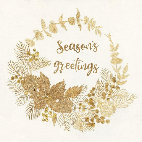 Seasons Greetings Black Modern Wood Framed Art Print with Double Matting by Tava Studios