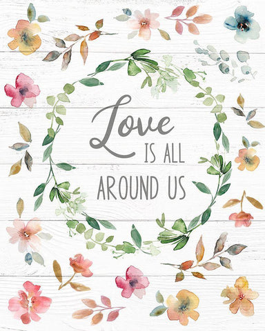 Love is All Around Us White Modern Wood Framed Art Print with Double Matting by Robinson, Carol