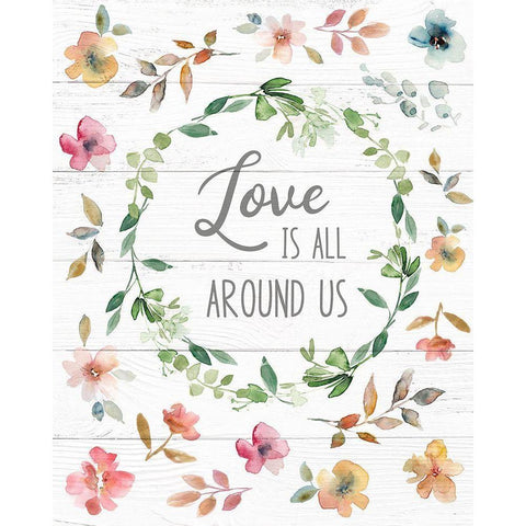 Love is All Around Us White Modern Wood Framed Art Print by Robinson, Carol