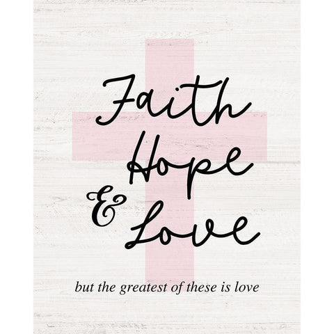 Faith-Hope and Love Cross Gold Ornate Wood Framed Art Print with Double Matting by Carpentieri, Natalie