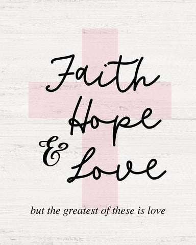 Faith-Hope and Love Cross Black Ornate Wood Framed Art Print with Double Matting by Carpentieri, Natalie