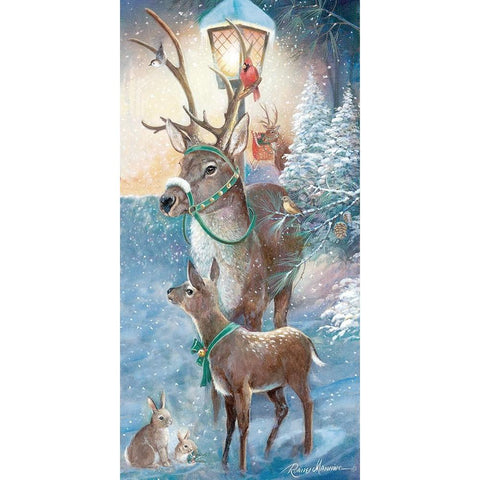 Reindeer and Friends White Modern Wood Framed Art Print by Manning, Ruane
