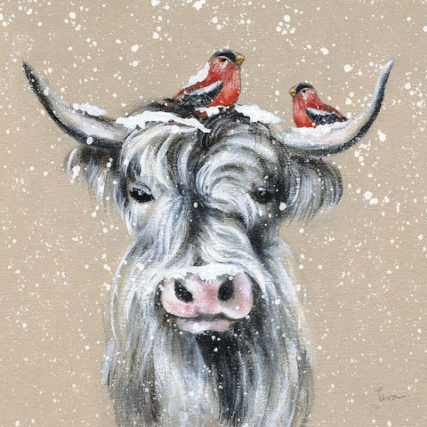 Playful Winter White Modern Wood Framed Art Print by Tava Studios
