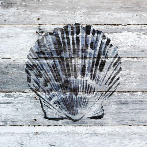 Blue Scallop White Modern Wood Framed Art Print by Robinson, Carol