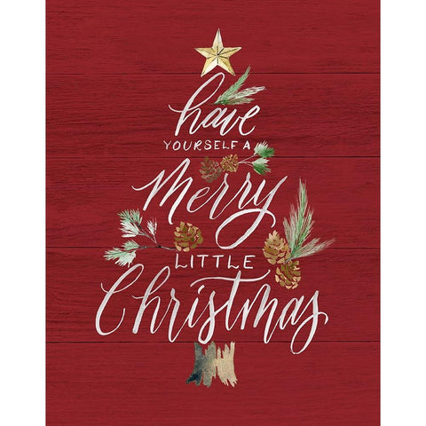 Merry Little Christmas Black Modern Wood Framed Art Print with Double Matting by Brockmon, Kristen