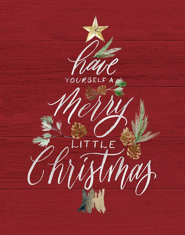 Merry Little Christmas White Modern Wood Framed Art Print with Double Matting by Brockmon, Kristen